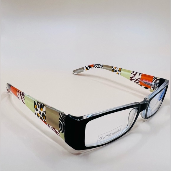 Black Geometric narrow readers w/spring hinges, stylish arms & Aspheric L… - Picture 5 of 5